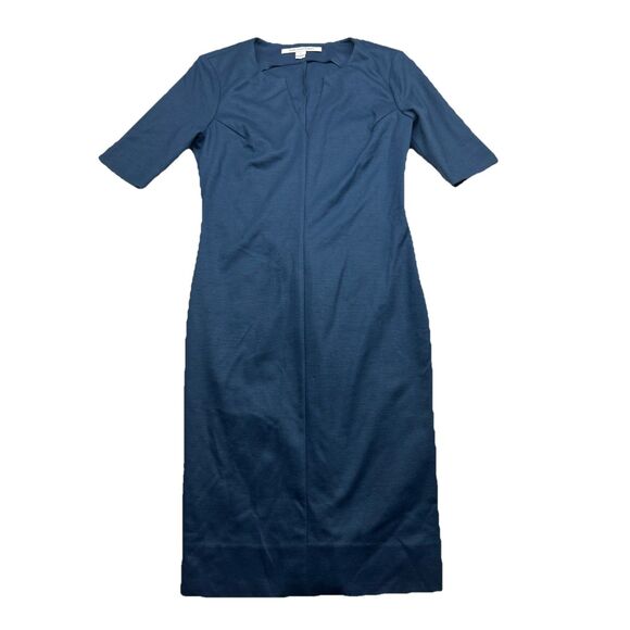 Diane Von Furstenberg Aurora Wool Blue Dress V-Neck Size 6 Short Sleeve - Picture 1 of 14